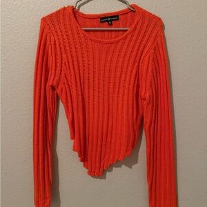 Almost Famous Bright Orange Ribbed Sweater